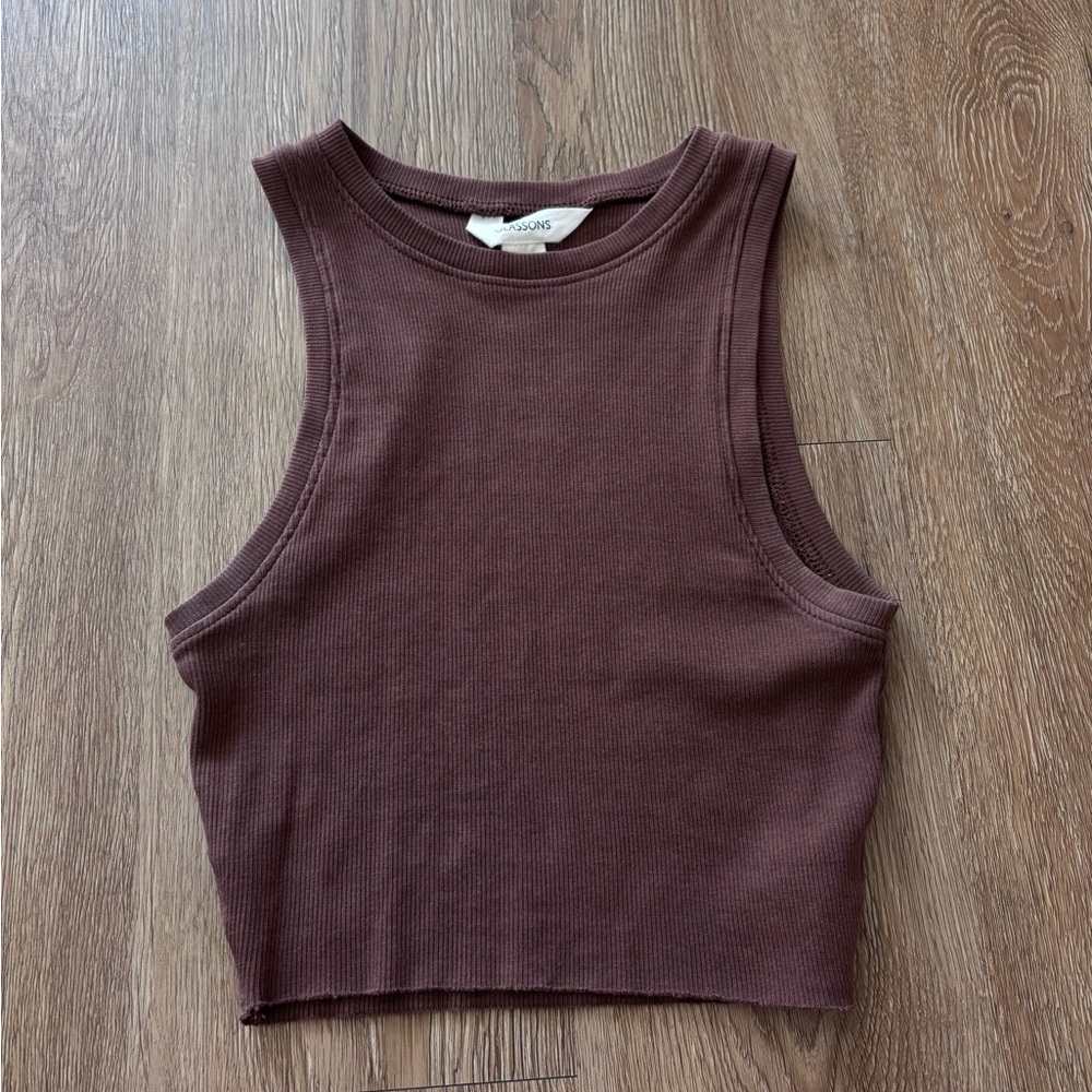 Glassons Chocolate Ribbed Tank Top